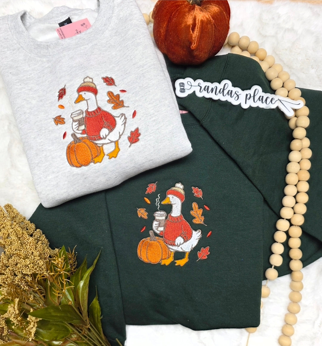 Fall Goose Embroidered Sweatshirt