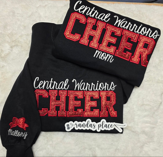 Central Warriors Cheer Mom Sparkle Crewneck