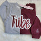 Tribe Cursive Split Sparkle Crewneck