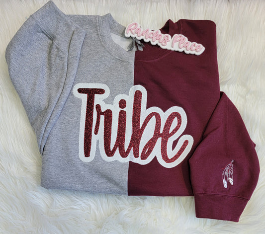 Tribe Cursive Split Sparkle Crewneck