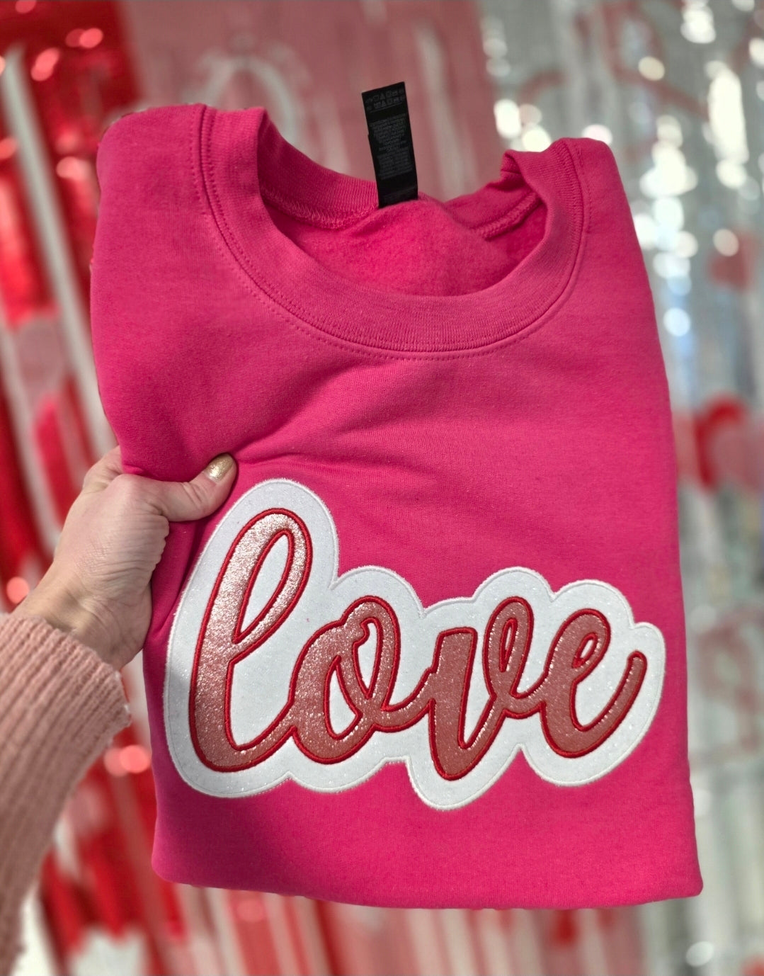 Love Sparkle Embroidered Valentine Crewneck