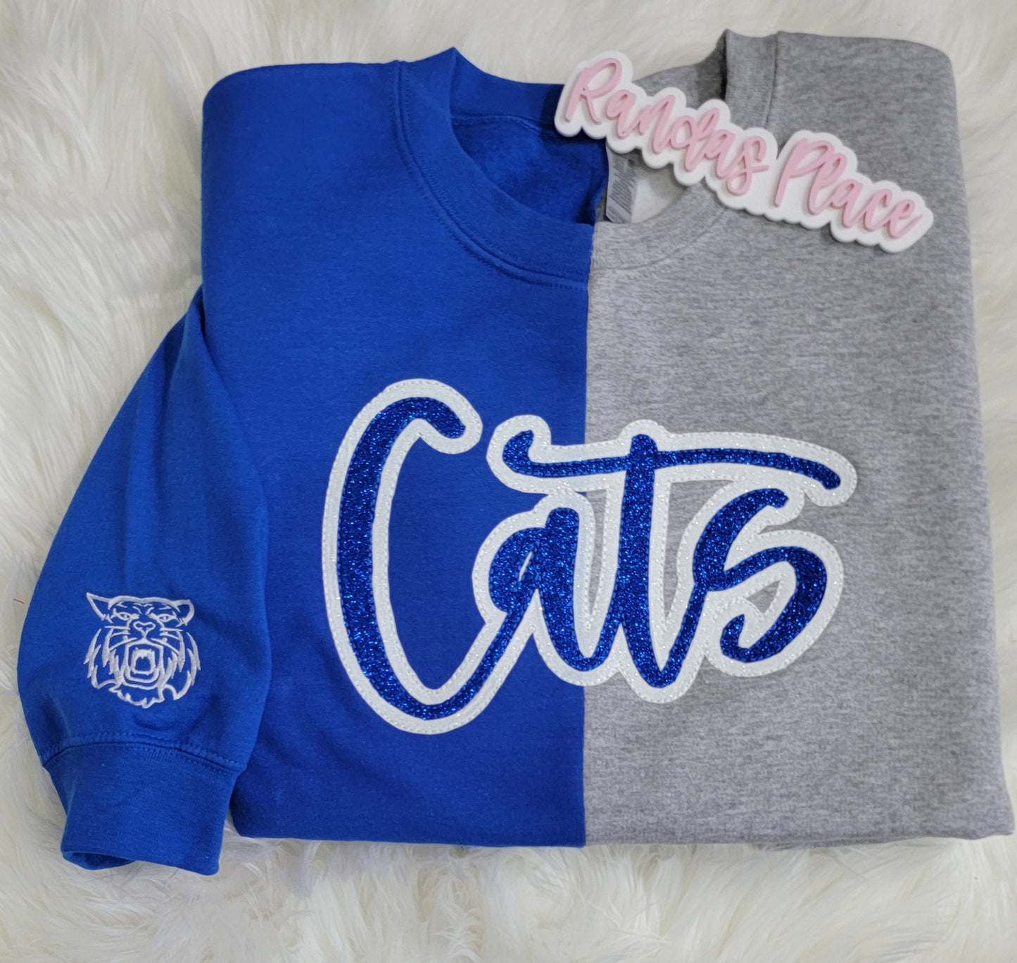 Cats Split Sparkle Crewneck