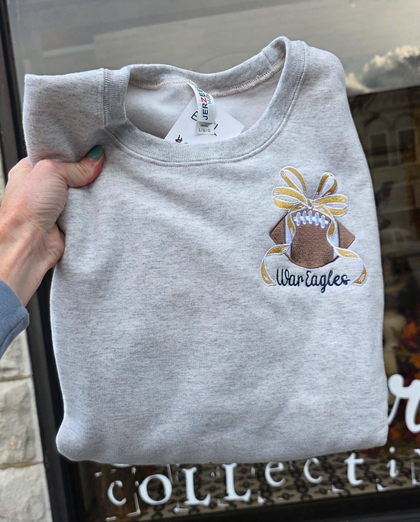 Custom Football Bow Tee/Sweatshirt