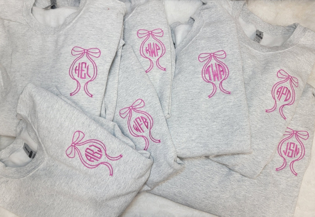 Monogram Bow Crewneck