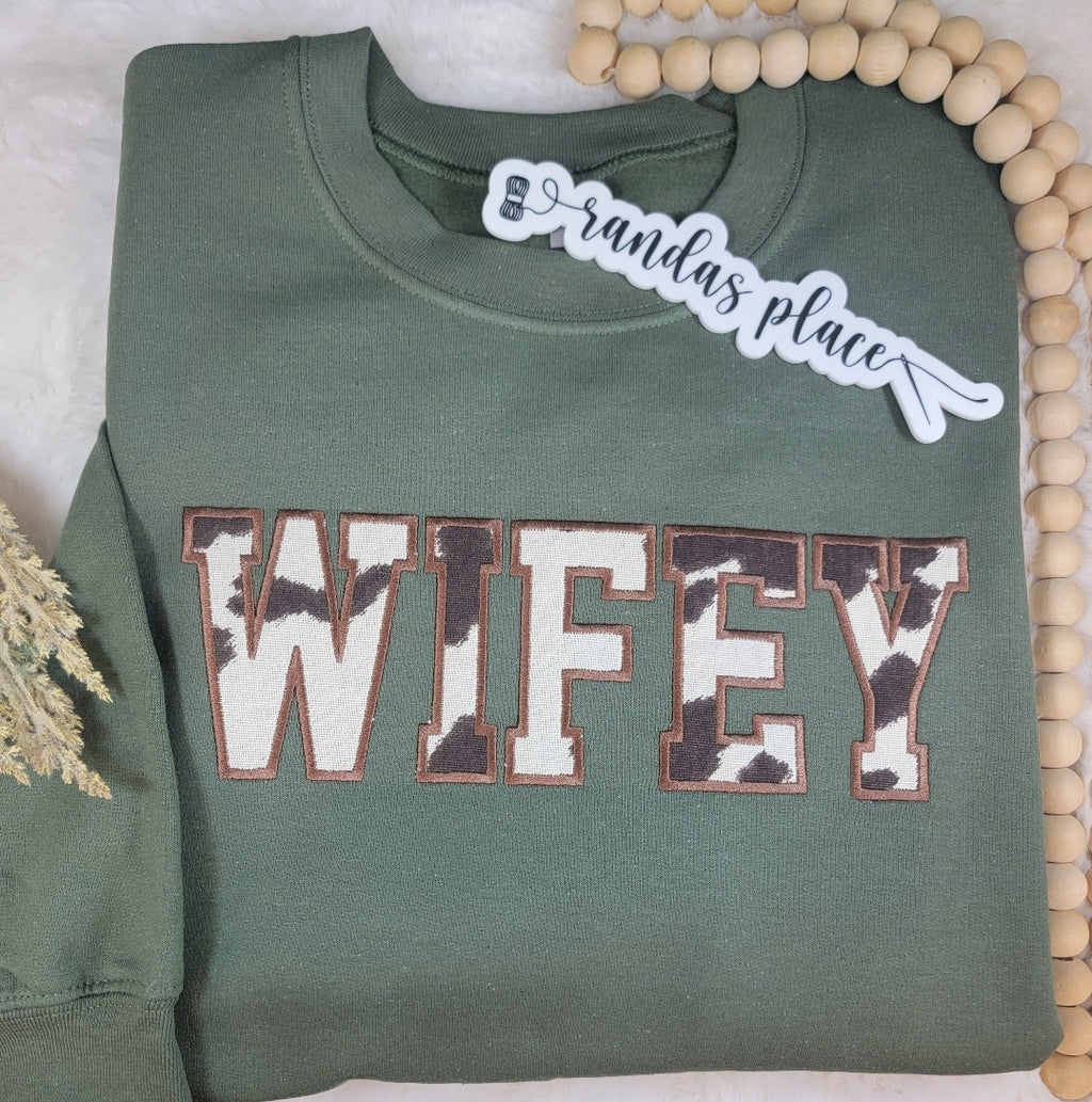 Wifey Cow Print Crewneck