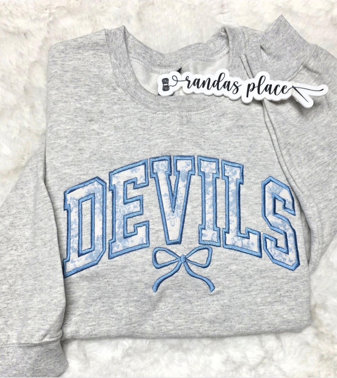 Devils Bow Light Blue Applique Crewneck