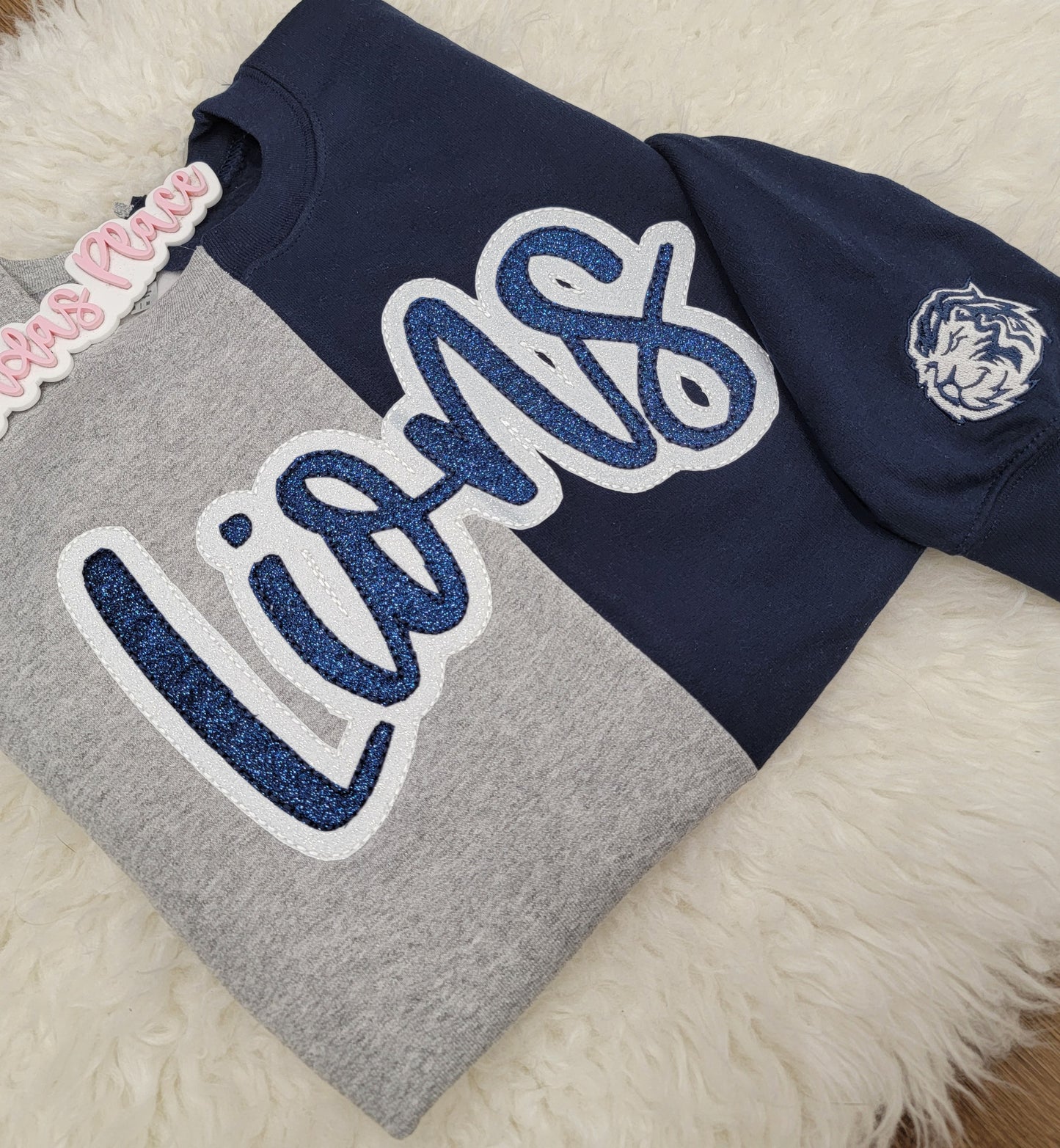 Lakeway Christian Academy Lions Split Sparkle Crewneck