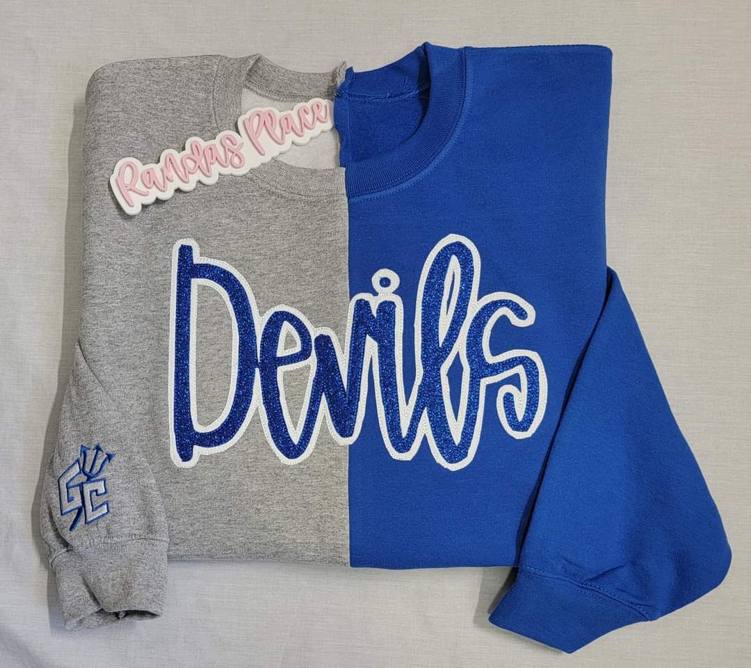 Devils Split Sparkle Crewneck