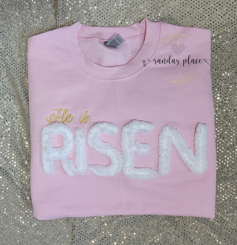 He is Risen Chenille Yarn Crewneck