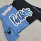 Panthers Split Sparkle Black & Blue Crewneck