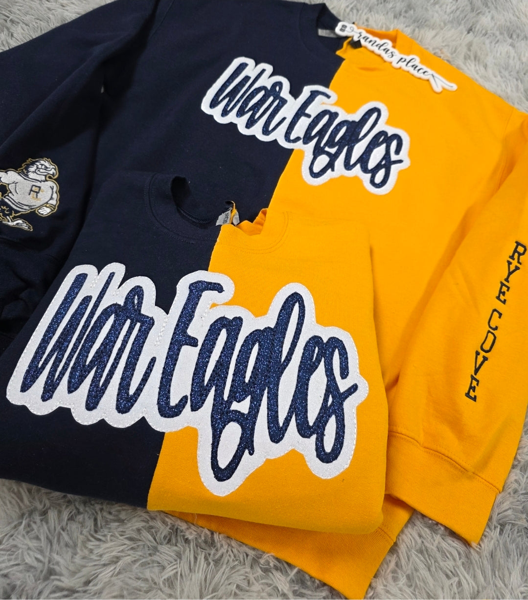 War Eagle Split Sparkle Navy & Gold Crewneck