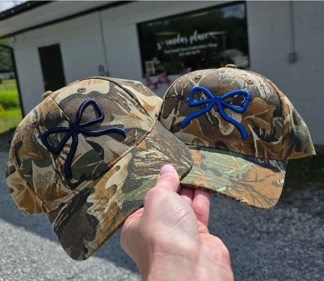 Camo Bow Puff Hat
