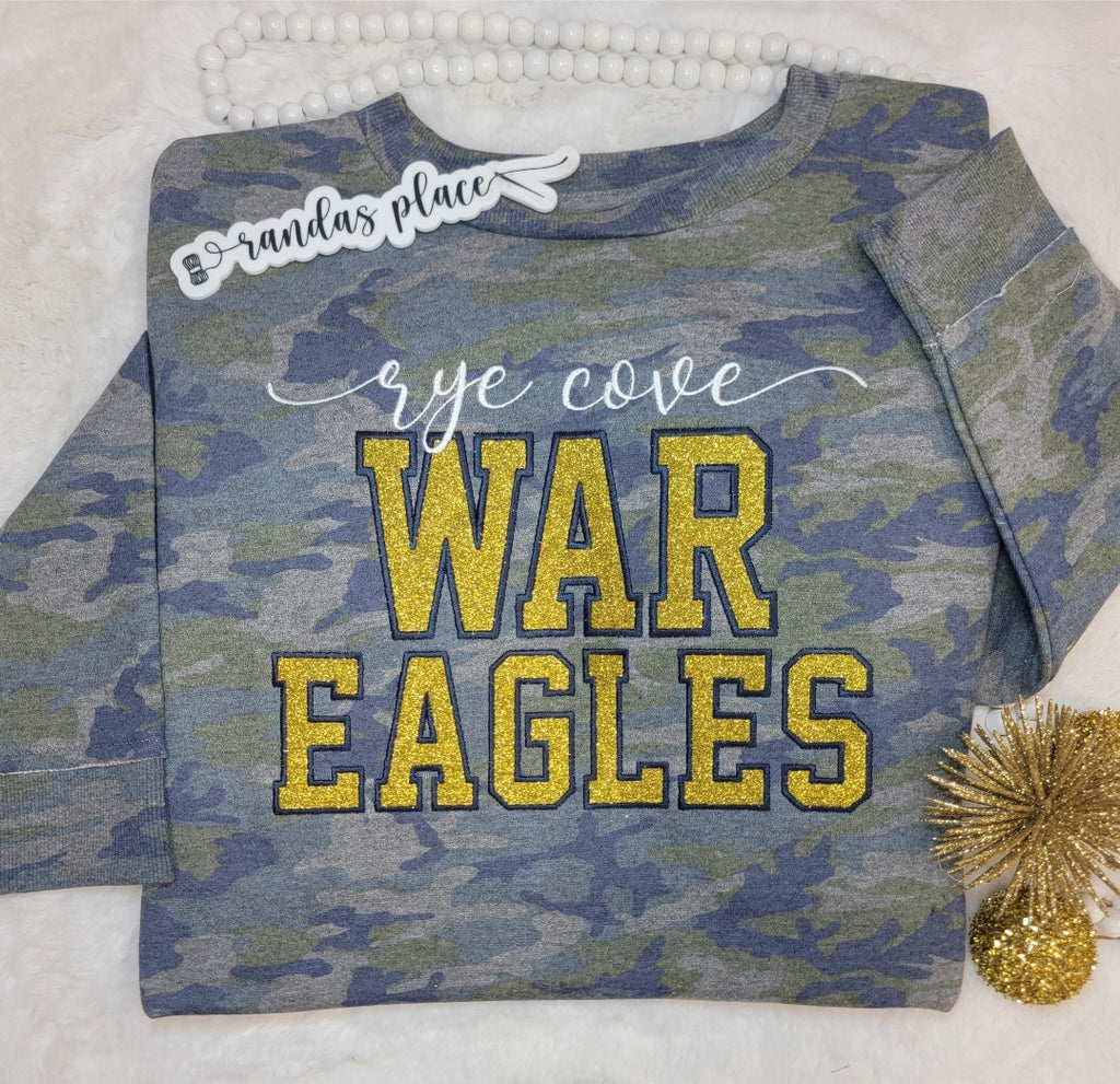 Rye Cove War Eagles Sparkle Ladies Crewneck