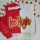 Lee High Split Sparkle Red & Gold Crewneck