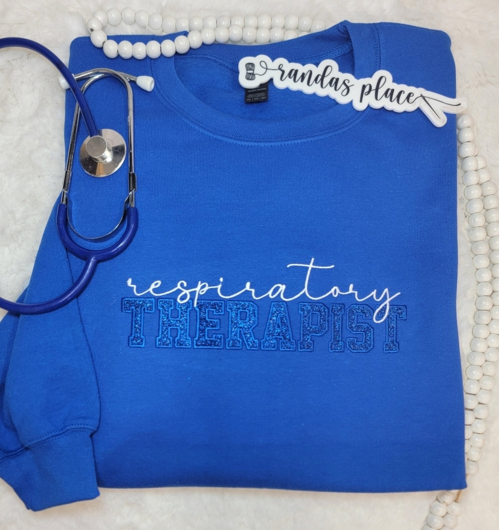 Royal Blue Sparkle Respiratory Therapist Crewneck