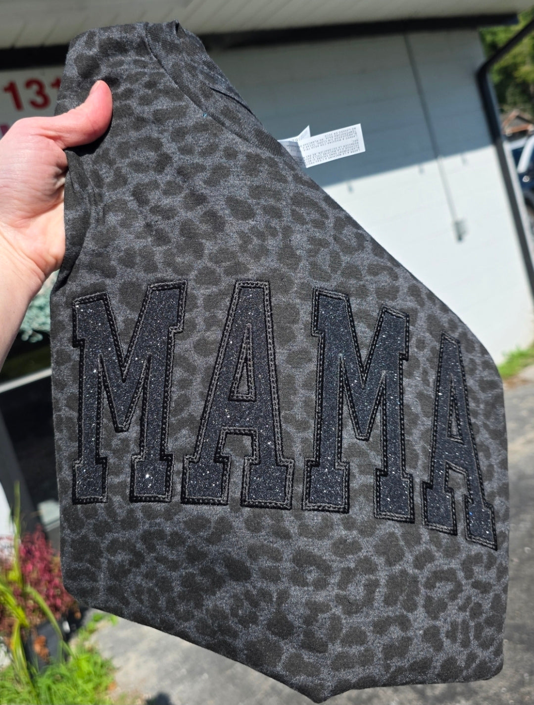 Black Leapard Sparkle MAMA Tee