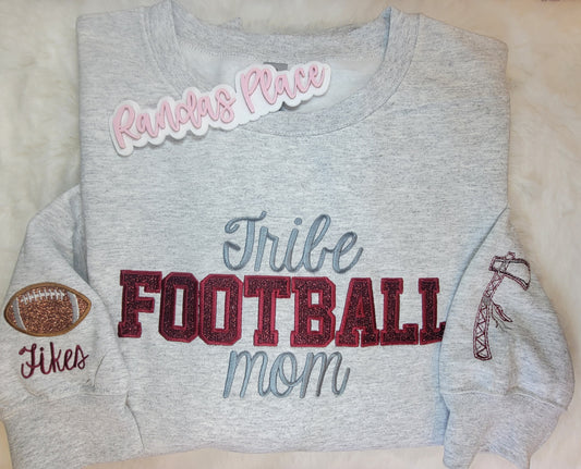 Tribe Football Mom Sparkle Crewneck