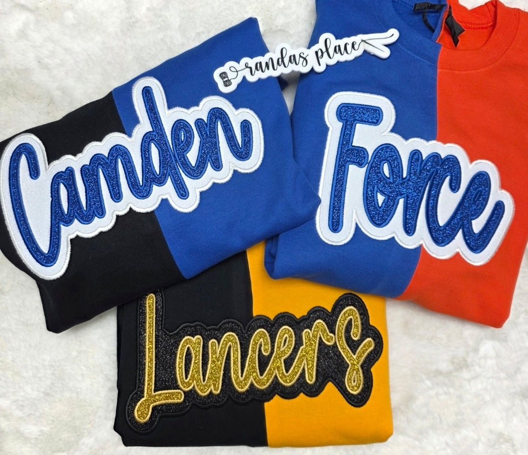 Custom Split Sparkle Crewneck Sweatshirt