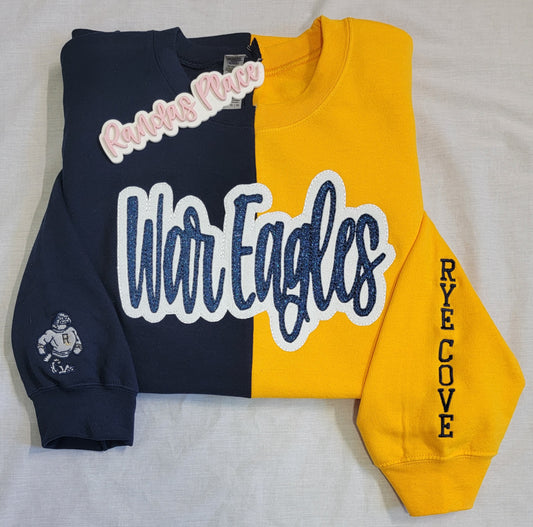 War Eagle Split Sparkle Navy & Gold Crewneck