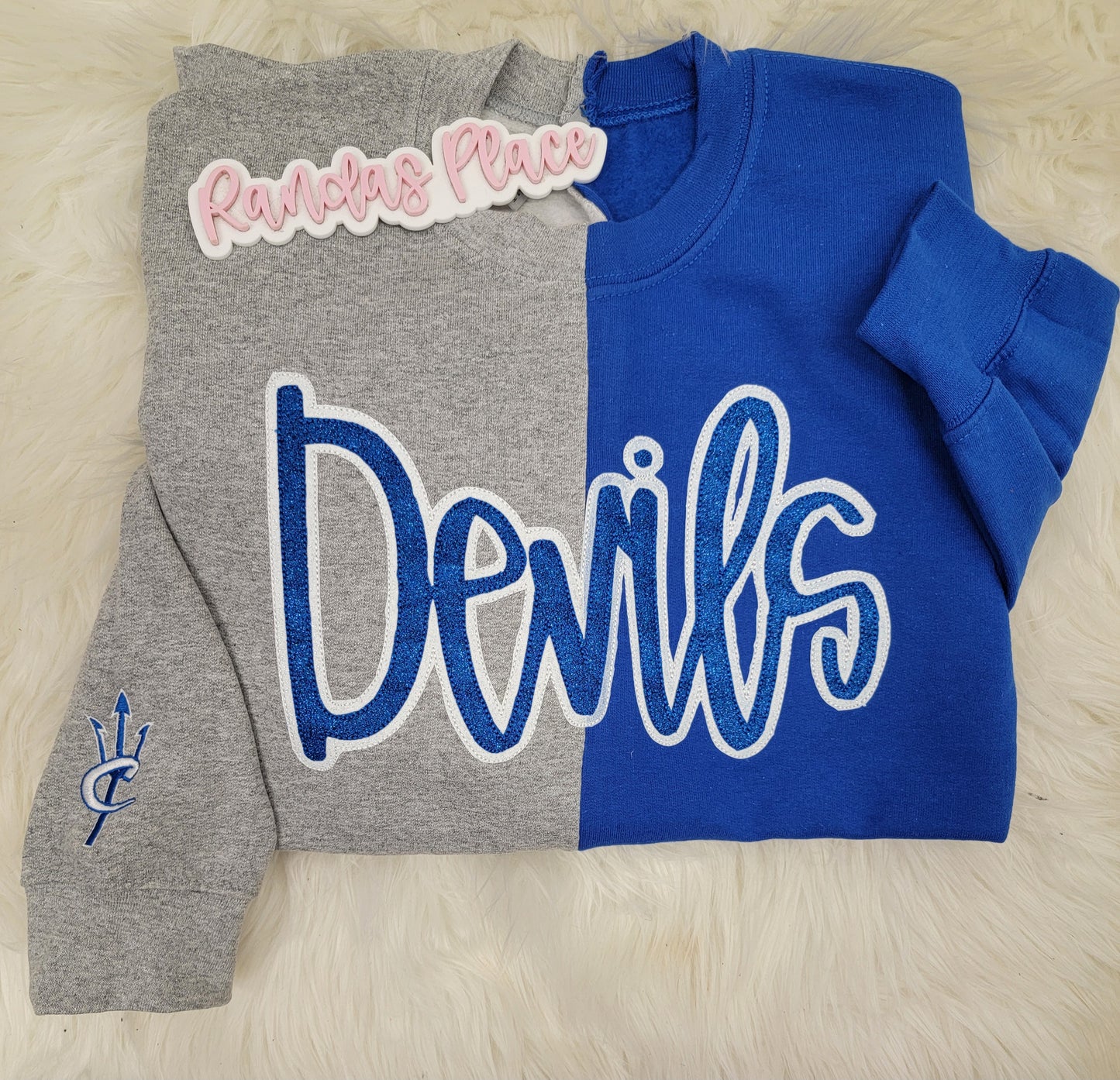 Devils Split Sparkle Crewneck