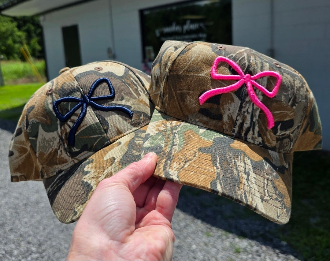 Camo Bow Puff Hat