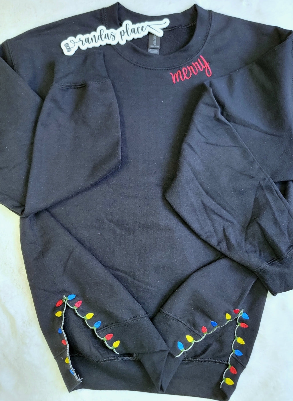 Merry Split Side Christmas Lights Crewneck