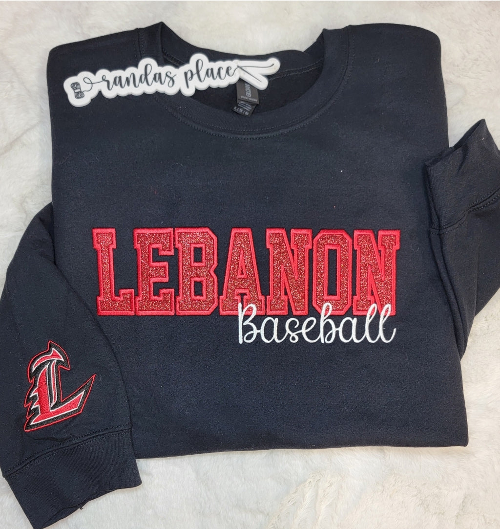Lebanon Baseball Sparkle Crewneck