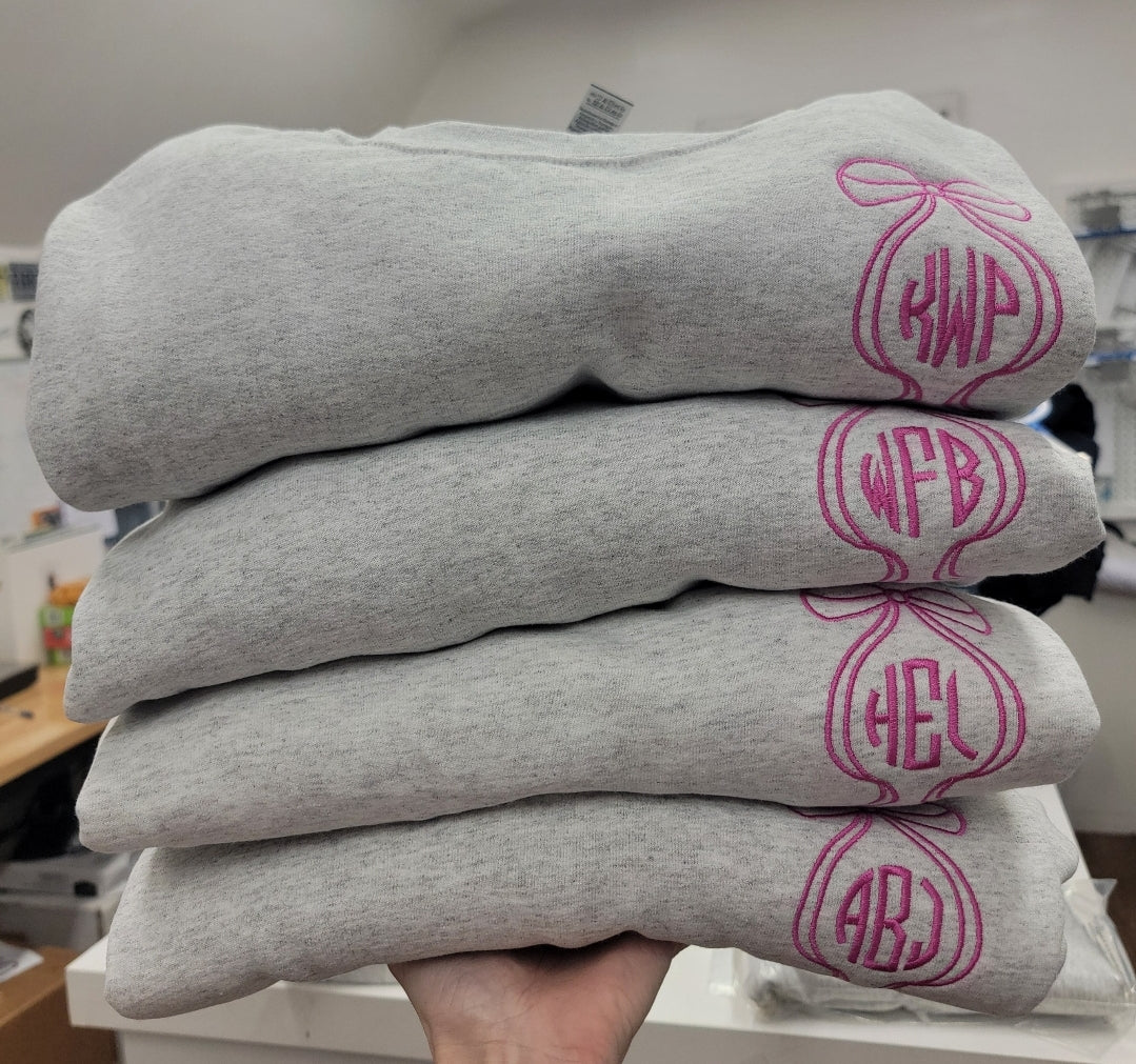 Monogram Bow Crewneck