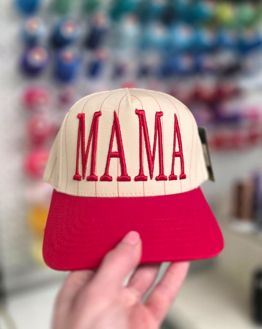 MAMA Pinstripe Puff Hat
