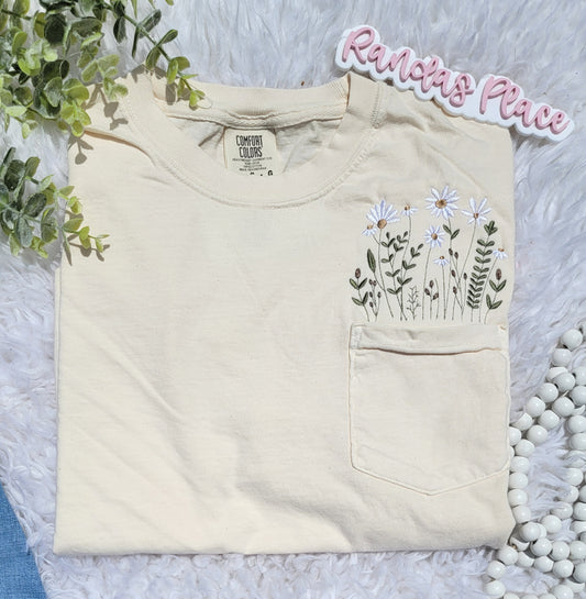 Neutral Wildflowers Pocket Tee