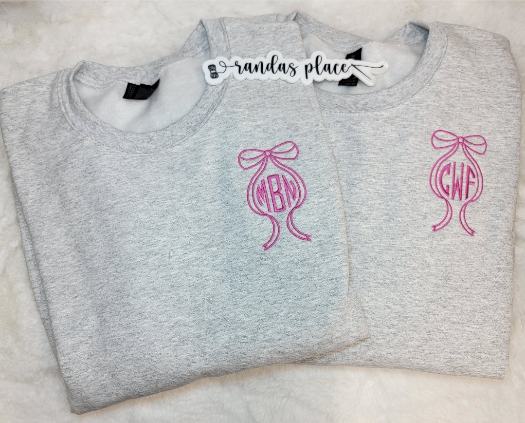 Monogram Bow Crewneck