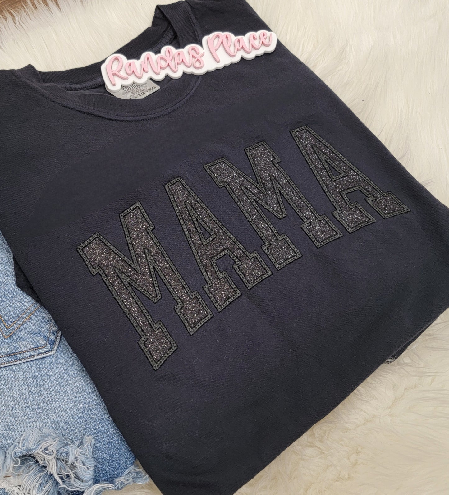 Black Sparkle MAMA Comfort Color Tee