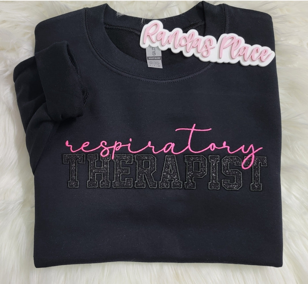 Black Sparkle Respiratory Therapist Crewneck