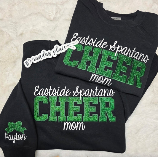 Eastside Spartans Cheer Mom Sparkle Crewneck/Tee