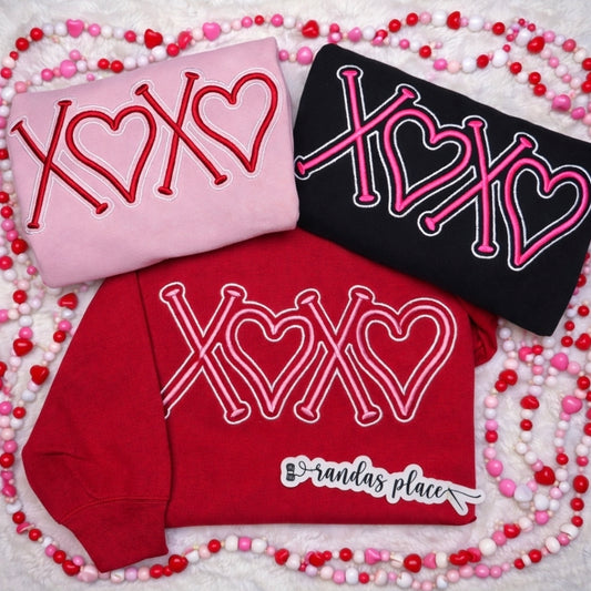 XOXO Embroidered Puff Valentine Crewneck