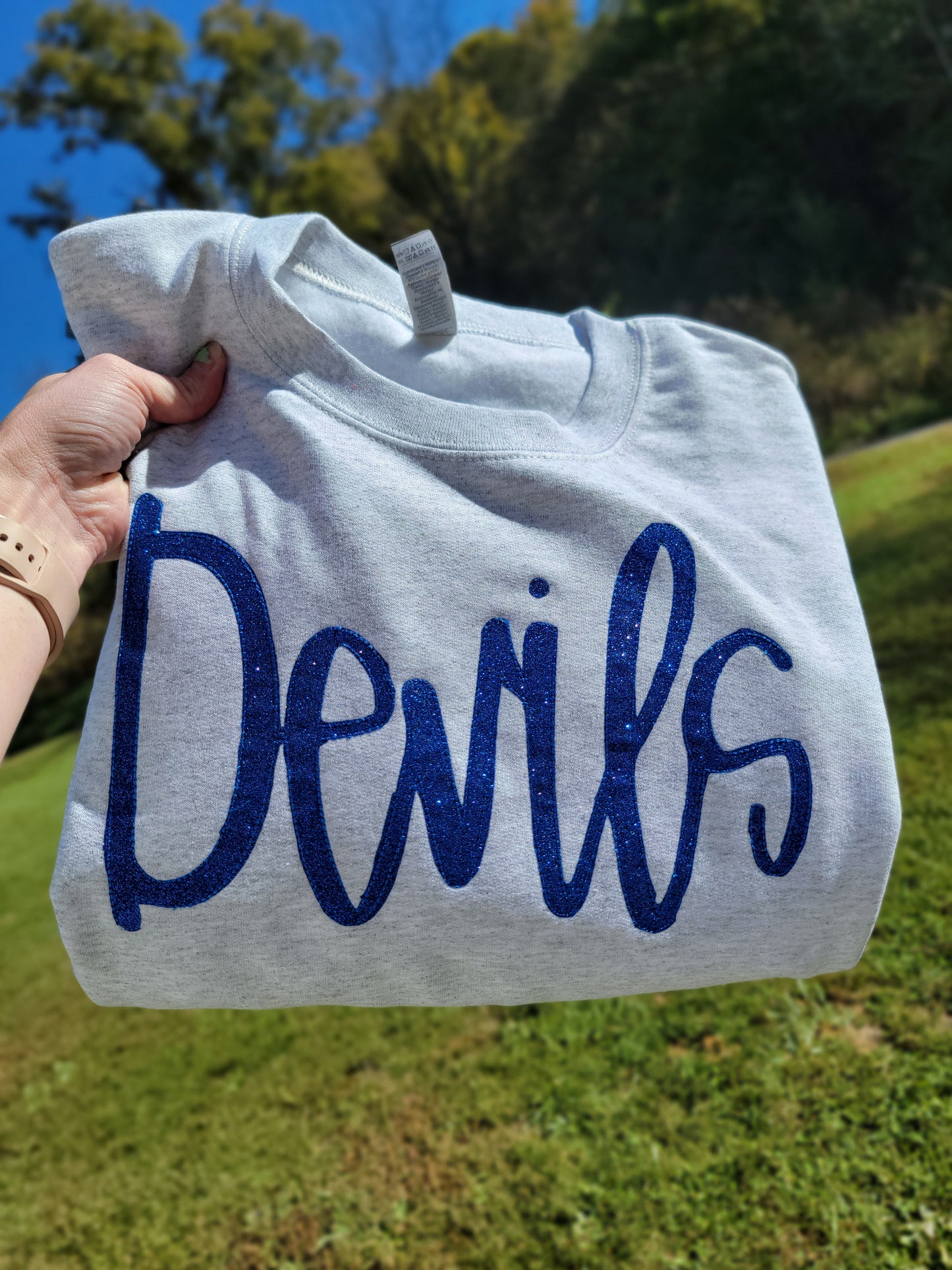 Devils Script Sparkle Crewneck