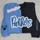 Panthers Split Sparkle Black & Blue Crewneck