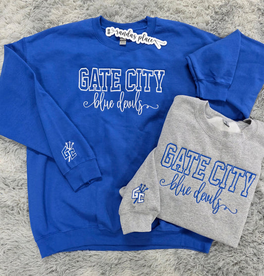 Gate City Blue Devils Varsity & Script Crewneck