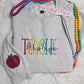 Rainbow Teacher Sweatshirt with Custom Name & Apple Sleeve