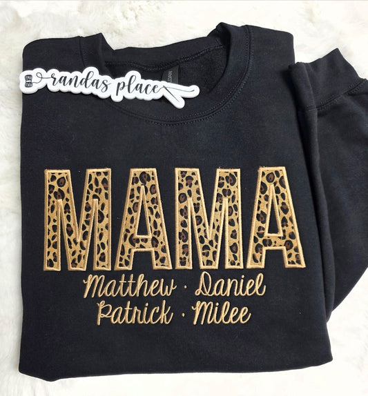 Leopard MAMA Personalized Embroidered Sweatshirt