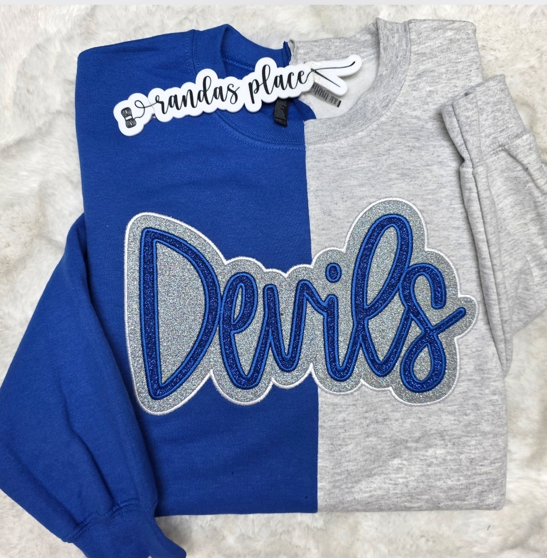 Devils Split Sparkle Crewneck