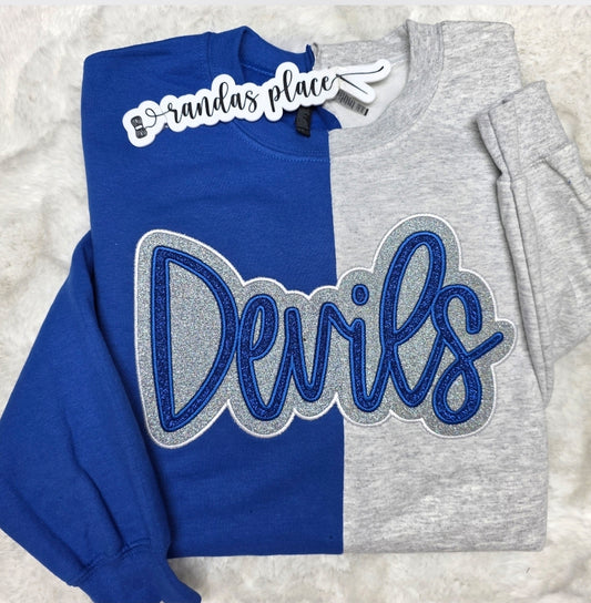 Devils Split Sparkle Crewneck