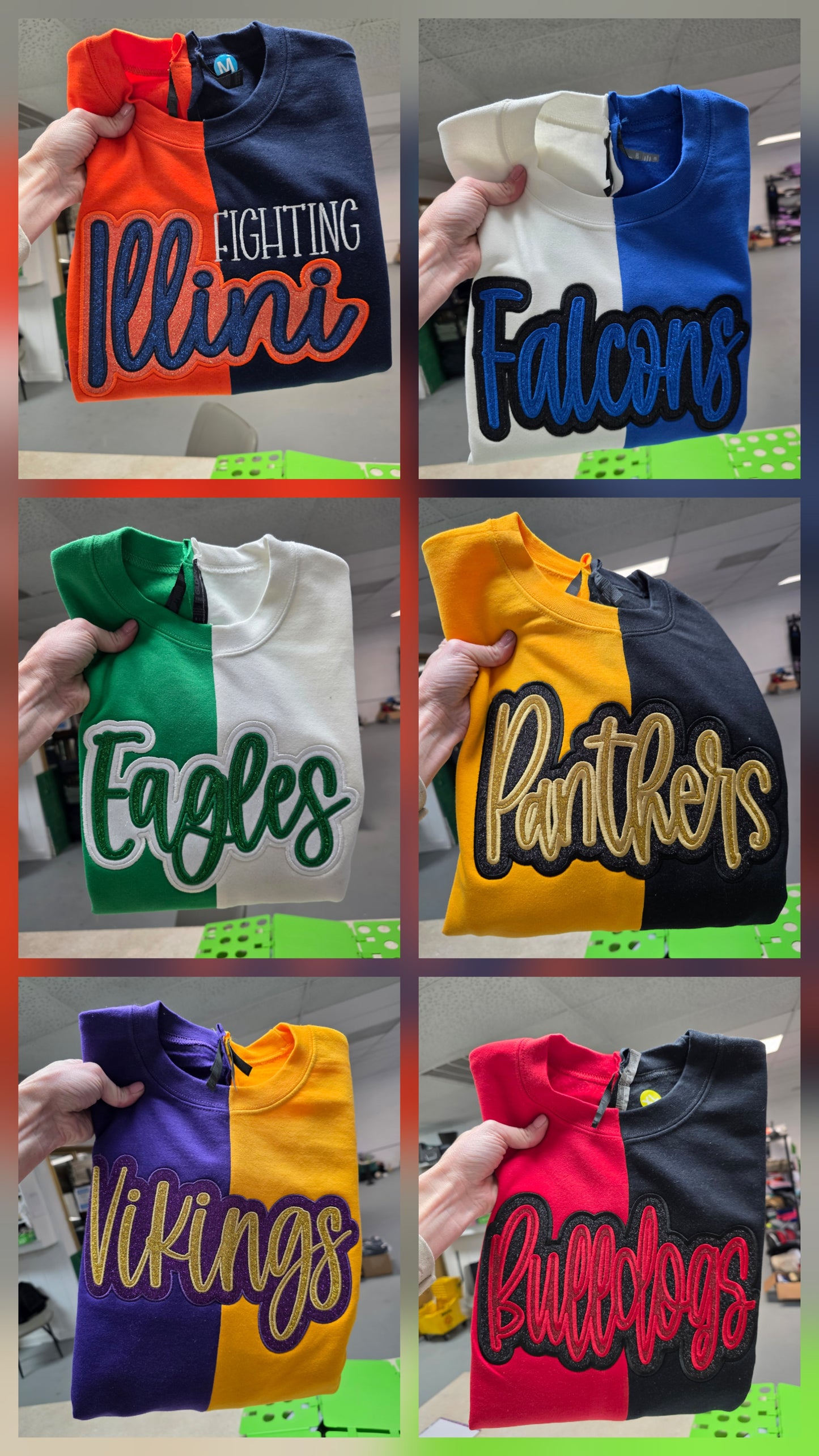 Custom Split Sparkle Crewneck Sweatshirt