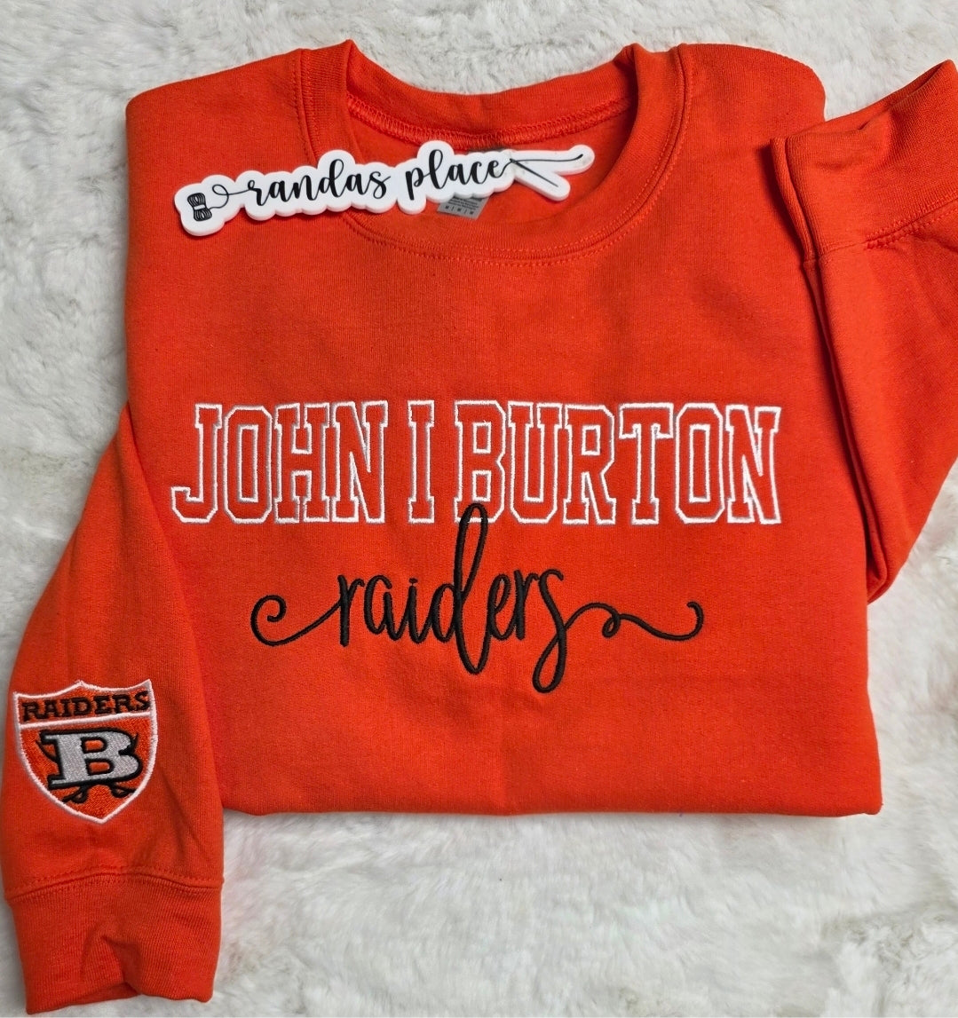 John I Burton Raiders Varsity & Script Crewneck