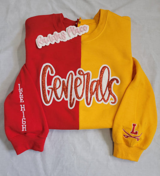 Generals Split Sparkle Red & Gold Crewneck