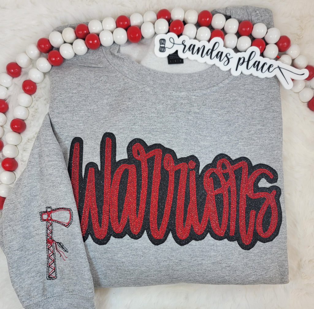 Warriors Cursive Sparkle Crewneck