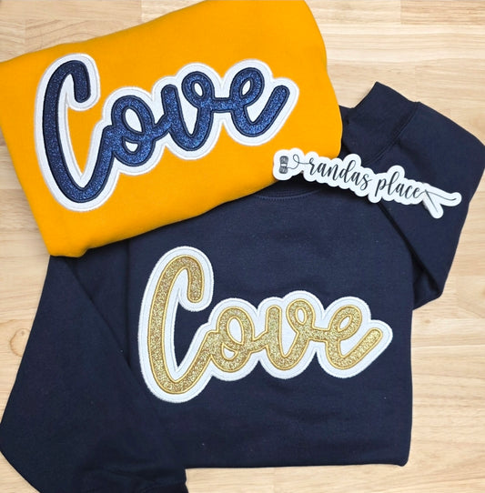 Cove Script Sparkle Double Applique Crewneck