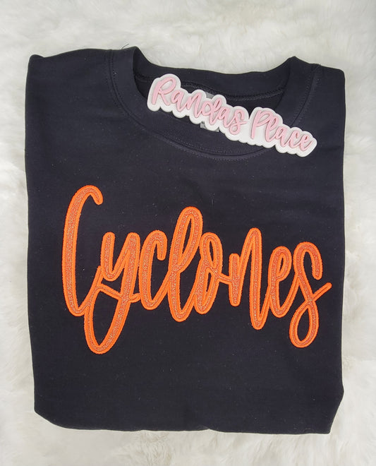 Cyclones Sparkle Cursive Crewneck