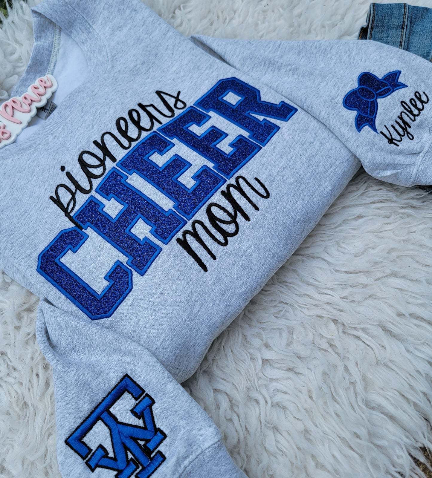 Thomas Walker Pioneers Cheer Mom Sparkle Crewneck