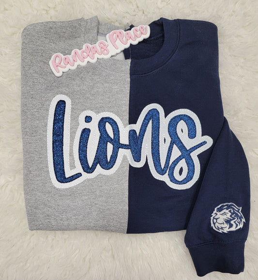 Lakeway Christian Academy Lions Split Sparkle Crewneck